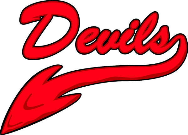 SignSpecialist.com – Mascots Decals - Devils text team sticker. Make it
